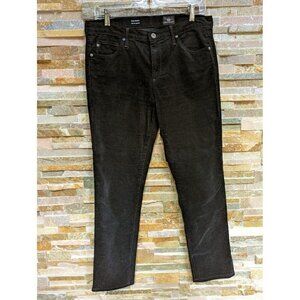 AG ADRIANO GOLDSCHMIED The PRIMA Black Midrise Corduroy Cigarette Pants Womens 3